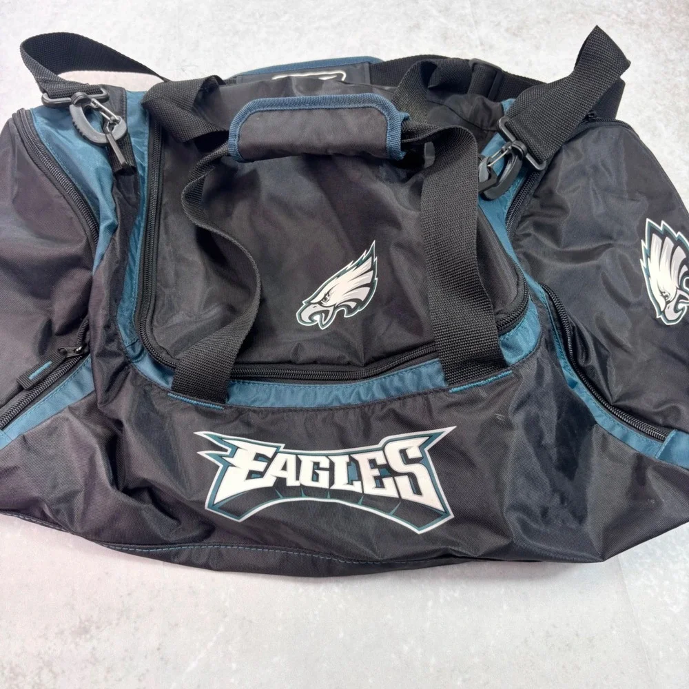 Reebok Philadelphia Eagles Duffel Bag NFL Gym Travel Sports Black Teal Large
